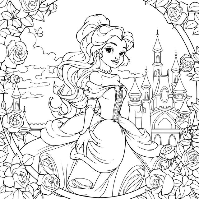 Beautiful Princess in Front of the Castle
