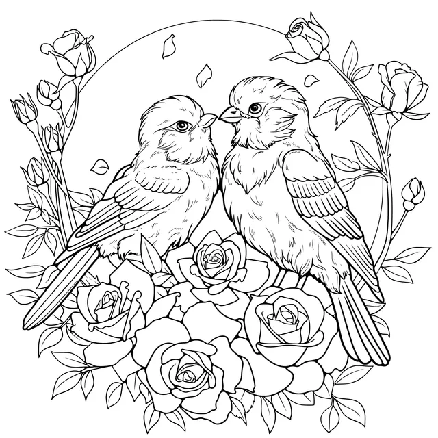 Lovebirds in the Flower Bed