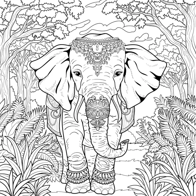Ornately - Attired Forest Elephant