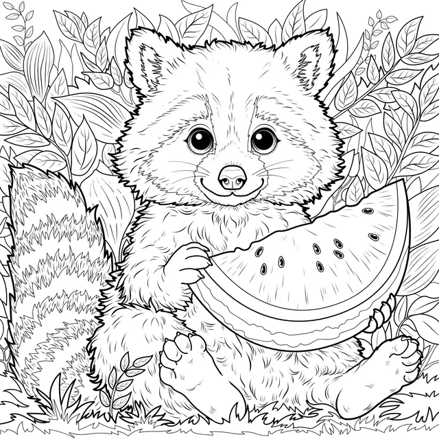 Raccoon Holding a Watermelon