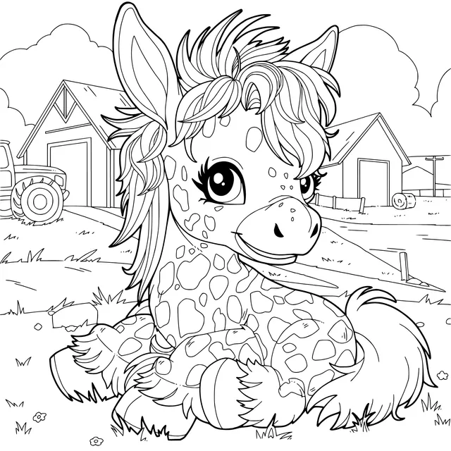 Spotted Foal in a Farm Scene