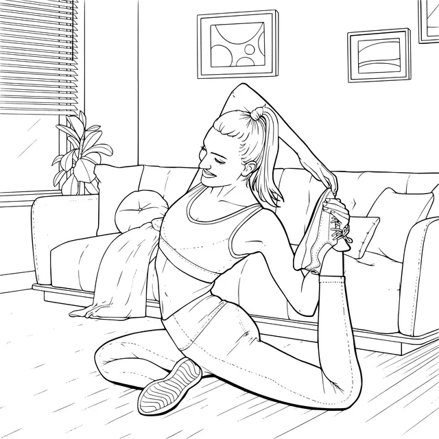 Girl Exercising at Home