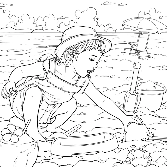 Child Playing on the Beach