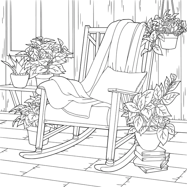 A Cozy Rocking - Chair Nook Filled with Green Plants