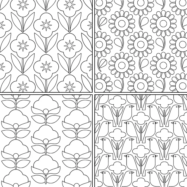 Collection of Colorful Floral and Bird Patterns