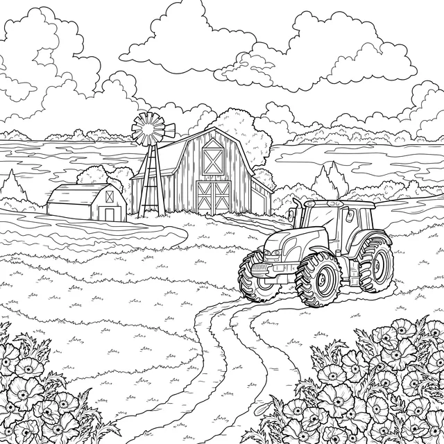 Tractor in the Rural Landscape