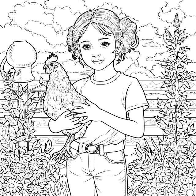 Girl Holding a Chicken