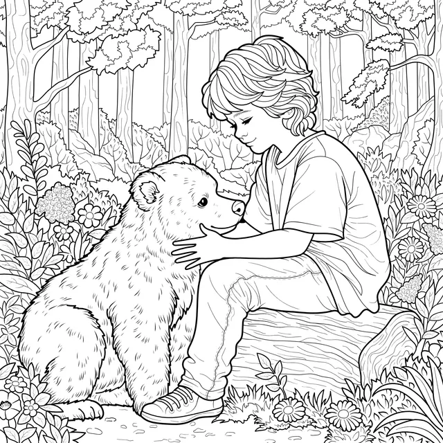A Warm Moment Between a Boy and a Bear