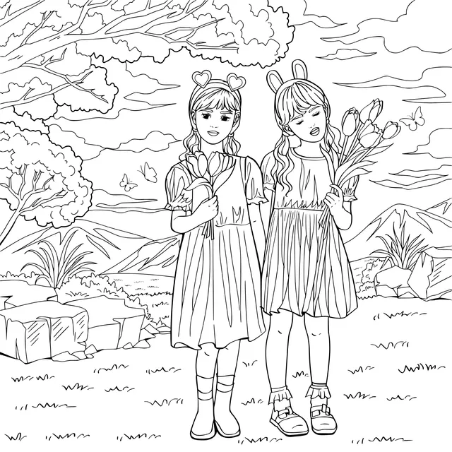 Two Girls in Spring