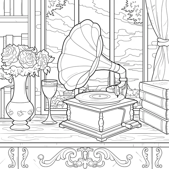 Vintage Gramophone Scene