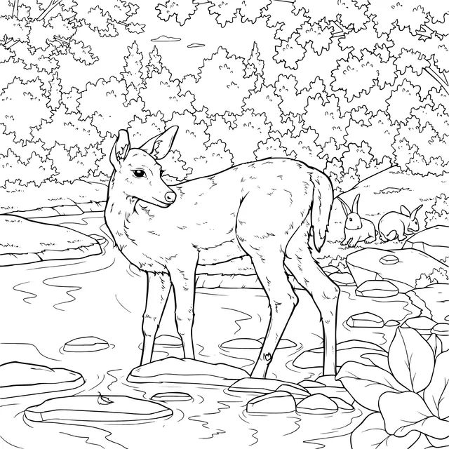 A Fawn by the Stream