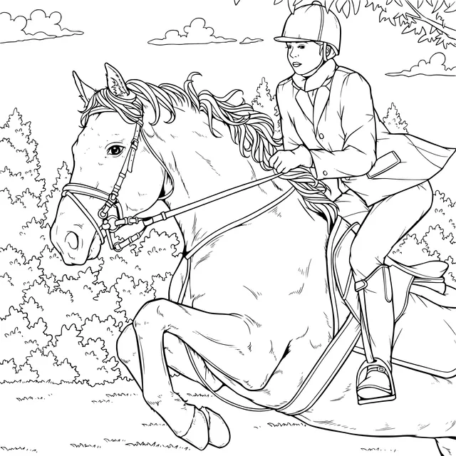 Rider making the horse leap