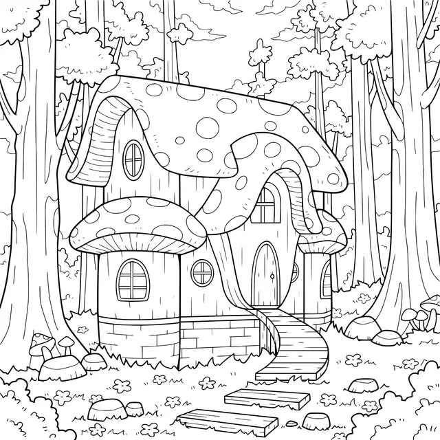 Mushroom House in the Forest