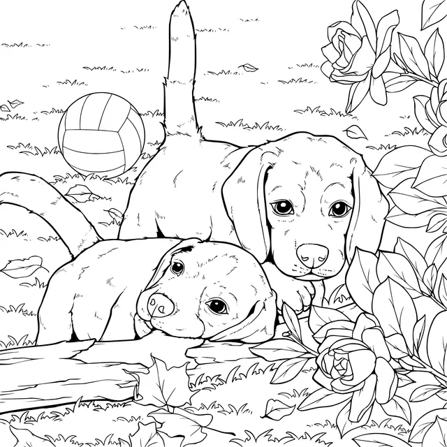 Two Beagle Puppies on the Grass