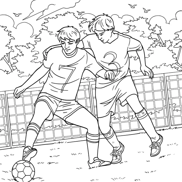 Intense confrontation in a soccer game