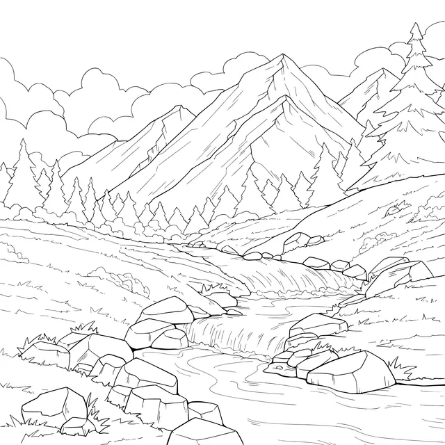 Beautiful Scenery of Mountain Stream