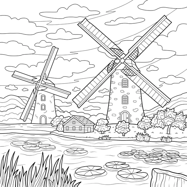 Rural Windmill Landscape