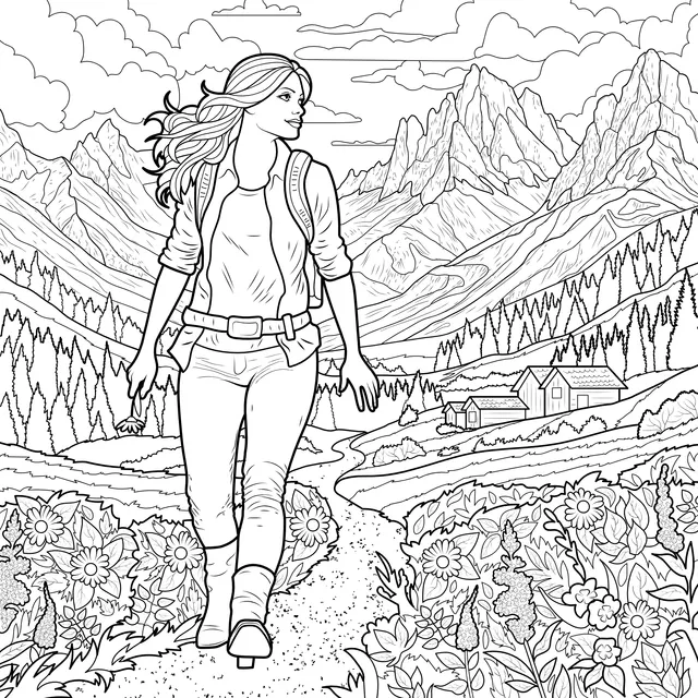 Woman Hiking in the Mountains