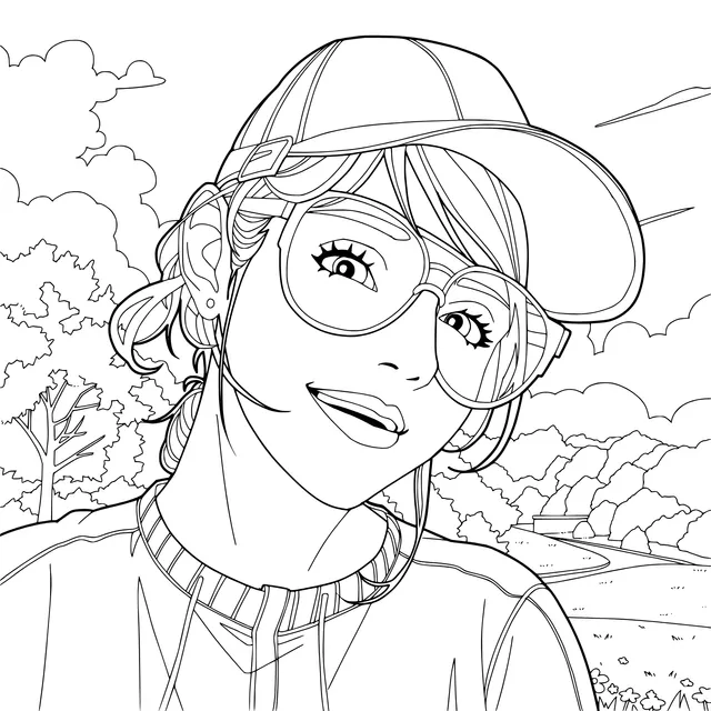 Smiling Lady with a Cap in the Sun