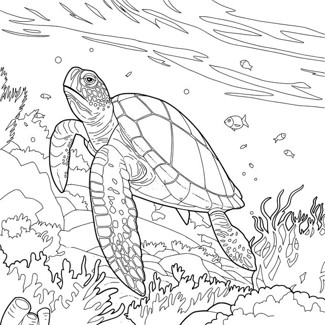 Sea Turtle Under the Sea