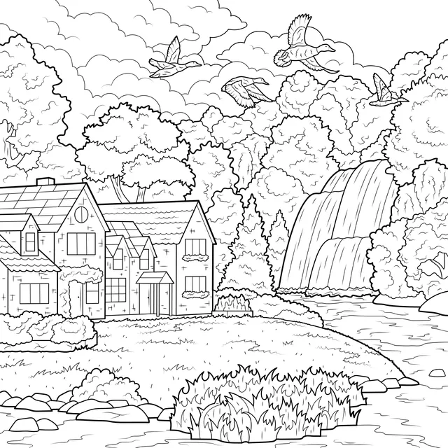 A Cozy Home by the Stream