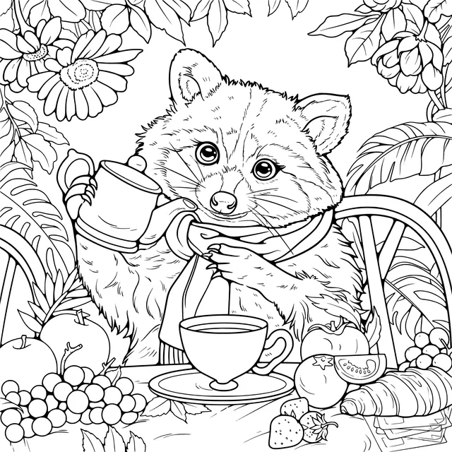 Raccoon's Afternoon Tea Time