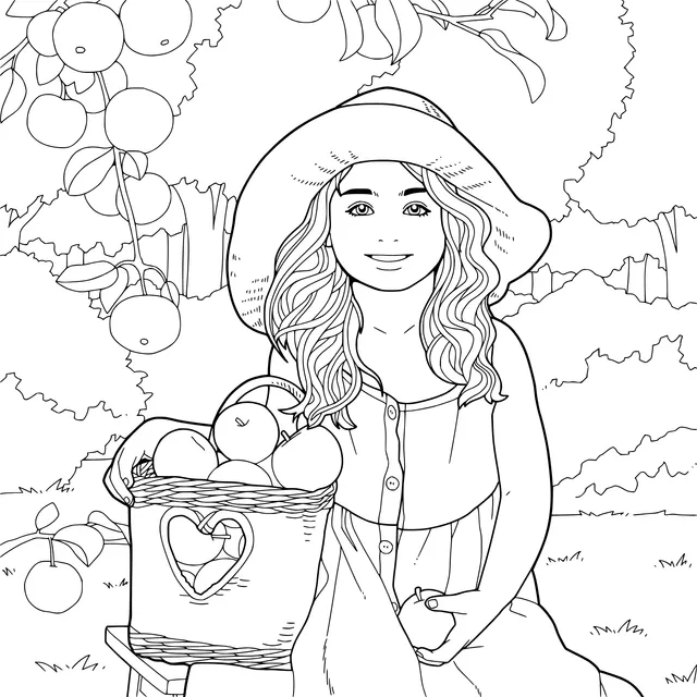 Apple - picking Girl in the Orchard
