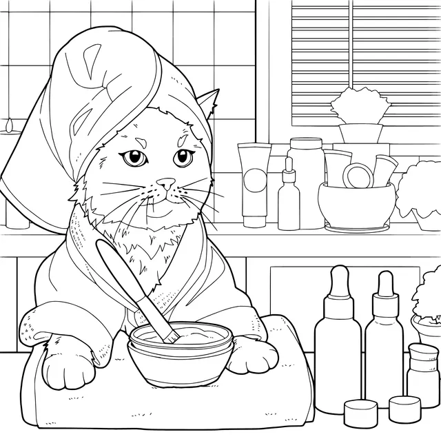 A Cat Applying a Face - Mask