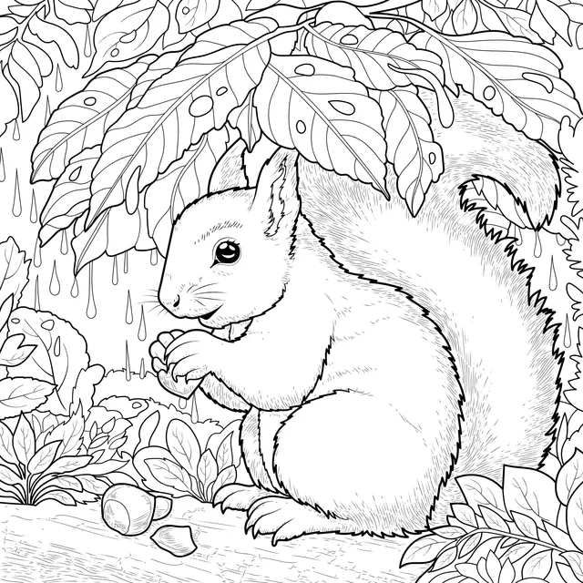 Squirrel in the Rain