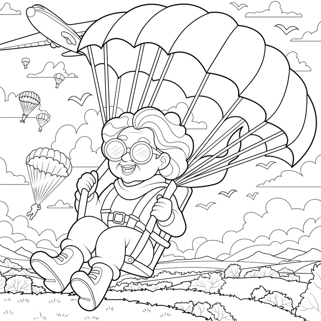 Old granny parachuting