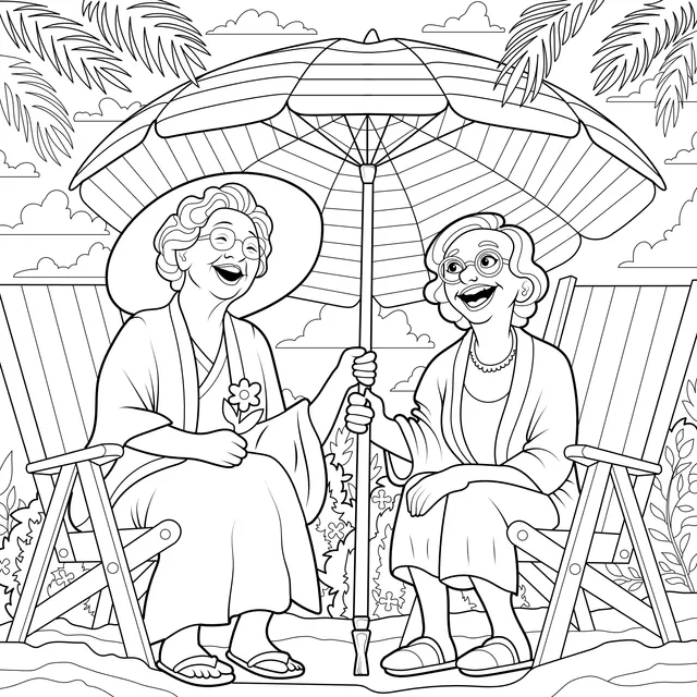Old friends meeting on the beach