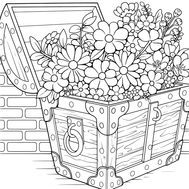 Wooden box filled with flowers