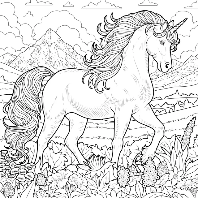 Unicorn Strolling in the Flower Sea
