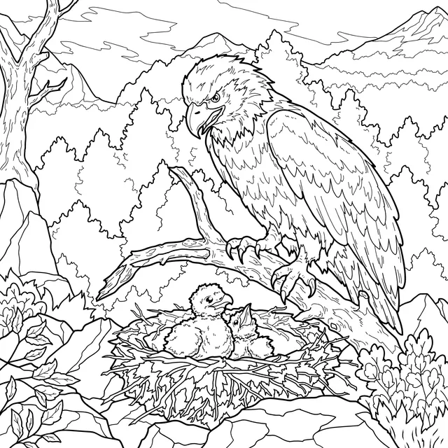 Eagle and Its Chicks