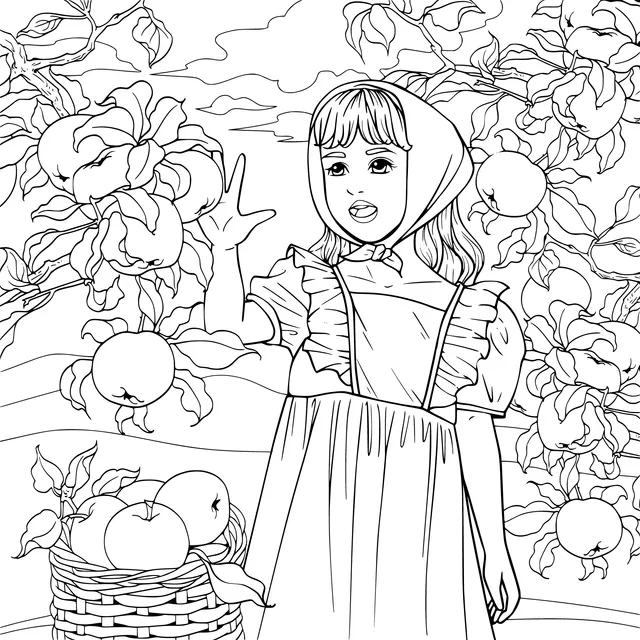 Girl Picking Apples in the Countryside