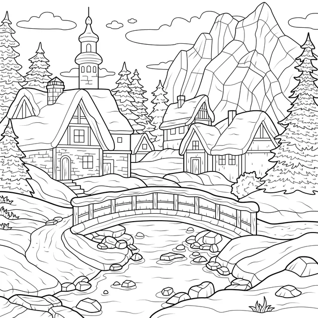Beautiful Winter Mountain Village