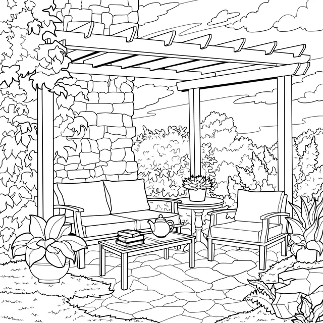 Autumn Terrace Scene