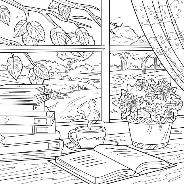 Autumn Reading Time by the Window