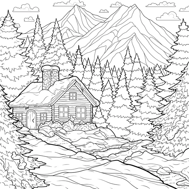 Cabin in the Mountain Forest
