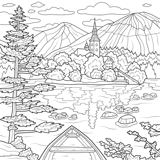 Castle Scenery by the Autumn Lake