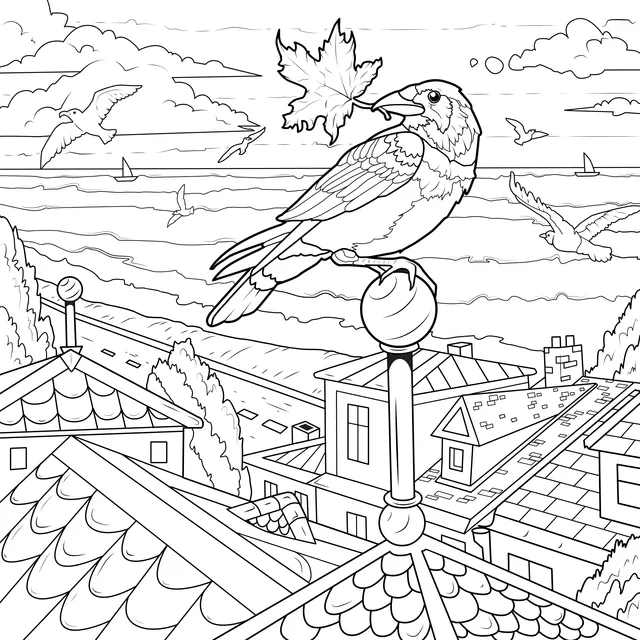 Crow Standing on the Roof