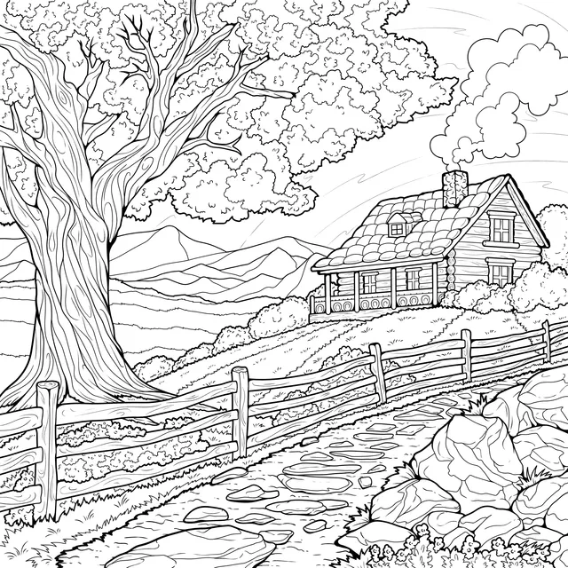 Autumn Country Cottage Scene
