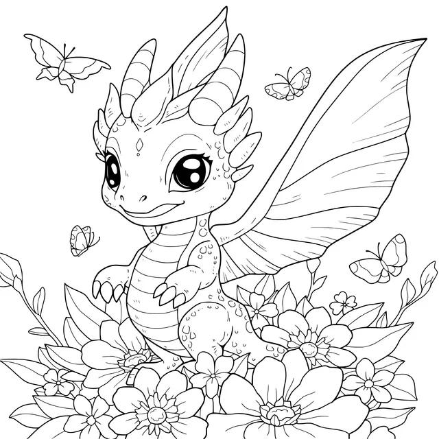 Little Dragon in the Flower Bed