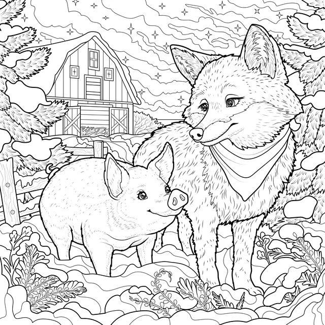 Animal Companions on a Winter Farm