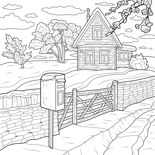 Winter Country Cottage Scene