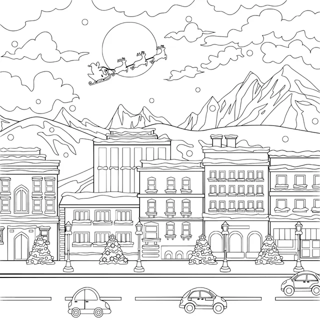 Christmas Town Night Scene