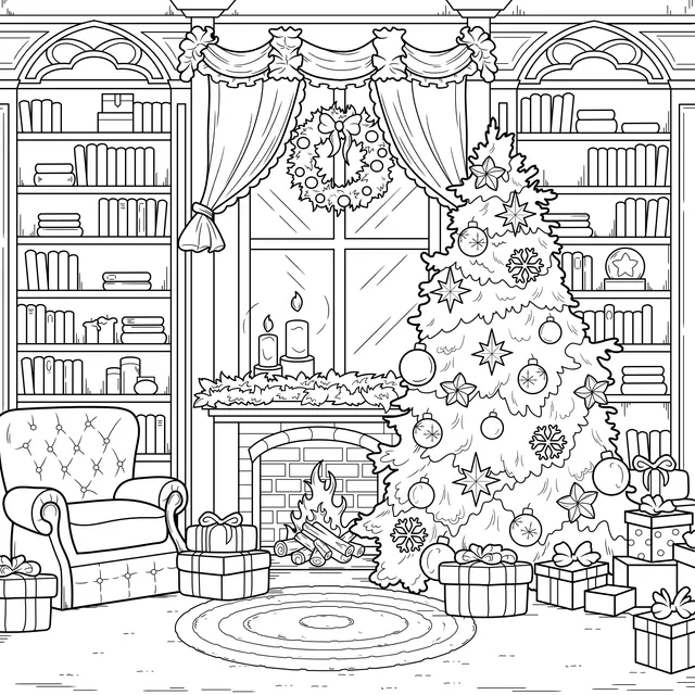 Cozy Christmas Study Room