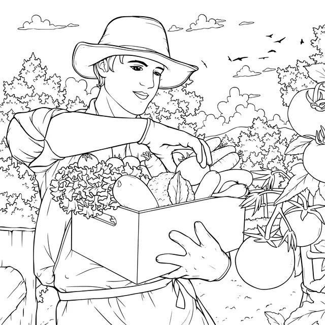 Farmer picking vegetables