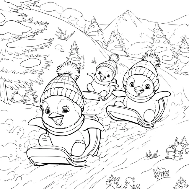 Penguins Sledding