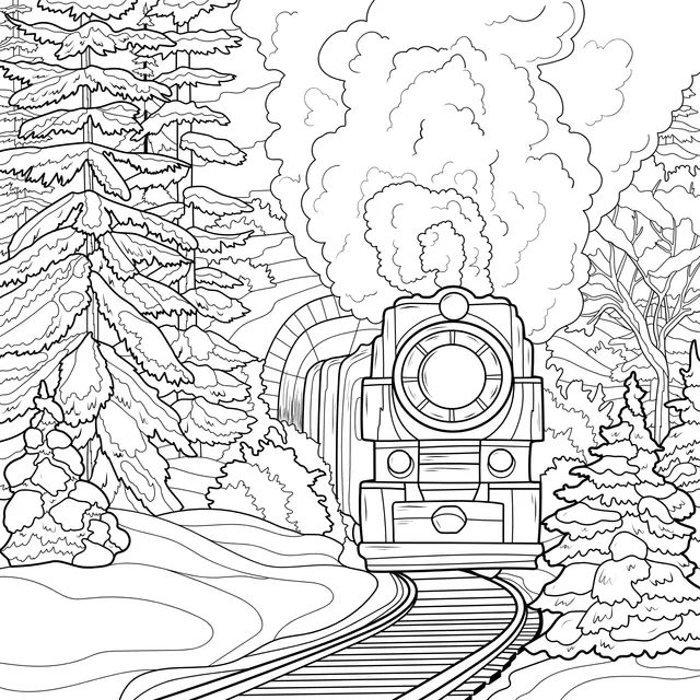 Train in the Winter Forest